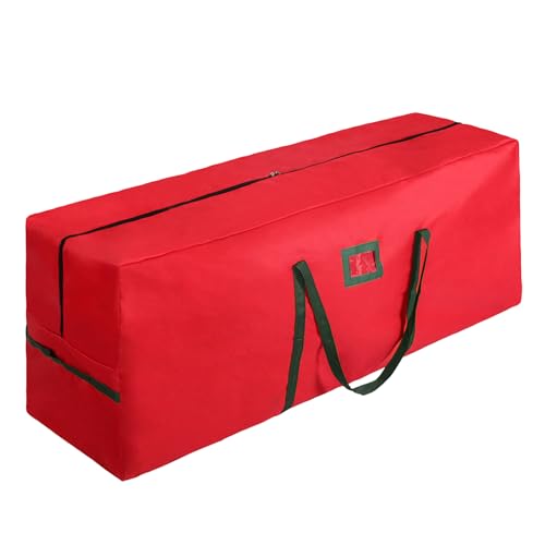 Christmas Tree Bag Storage Heavy Duty Extra Large, 600D Oxford Fabric, Fits Trees Up to 2.1M, with Reinforced Handles, Zipper Closure, Dust and Moisture Resistant (Red),122X38X51CM