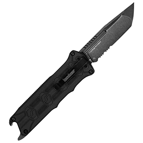 Kershaw Interstellar Pocket Knife, Black Manual Otf Tanto Blade With Serrations, Blackwash Finish With Gfn Handle, Bottle Opener & Deep Pocketclip #TOP1
