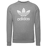 Tela Suave adidas Trefoil Crew Sweatshirt, Medium Grey Heather/White, XL Men\'s