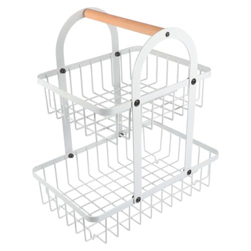 Cesta de hierro de doble capa con asa para frutas y snacks 2