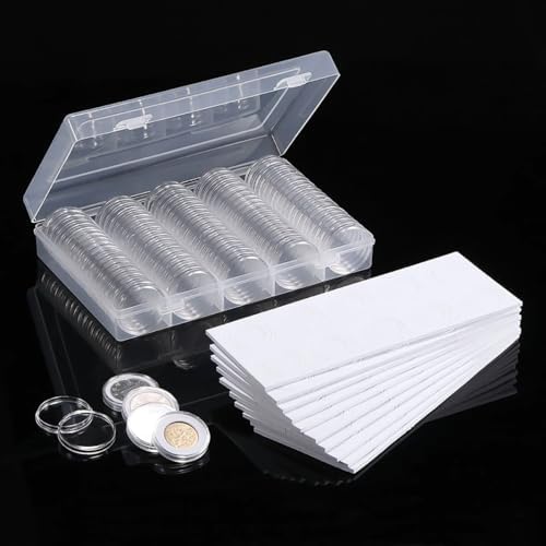 100pc Set Coin Capsules with Foam Gasket Coin Collection Capsules Holder 5 Sizes (17/20/25/27/30mm mm) Protect for Collectors, Round Coin Collecting Supplies with Storage Box image 4