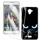 OAGELIM 2er Pack Bildschirm Schutzfolie + Hülle Kompatibel mit Wiko U Feel Fab 4G (5.5 Zoll) Künstlerisch Bedruckte Hülle & Gehärtetes Glas Kratzfest (Ziel)
