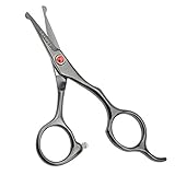 LILYS PET 5.0' Right-Handed Round-Tip Pet Grooming Scissors, Stainless Steel Small Ball Tip for Nose, Ear, Face, Paw Hair for Dogs and Cats