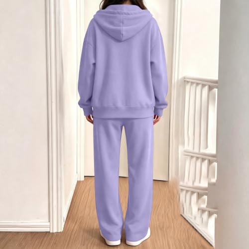 SdGgsgv Womens Sweat Set Hooded Sweatshirts Jogger Pants Gym Sweat Sets - image 7