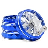 Hand Crank Grinder, 2.5 Inch Potable Large Grinder With Clear Top Cover, Blue