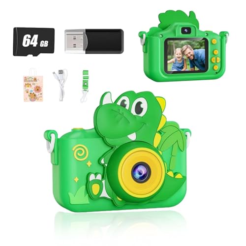 NMM Appareil photo numérique pour enfants, cadeau pour garçon de 3 ans, caméras HD 1080p, appareils photo pour tout-petits avec un écran de 5,1 cm, carte de 64 Go, jeux et filtres, jouets pour garçons