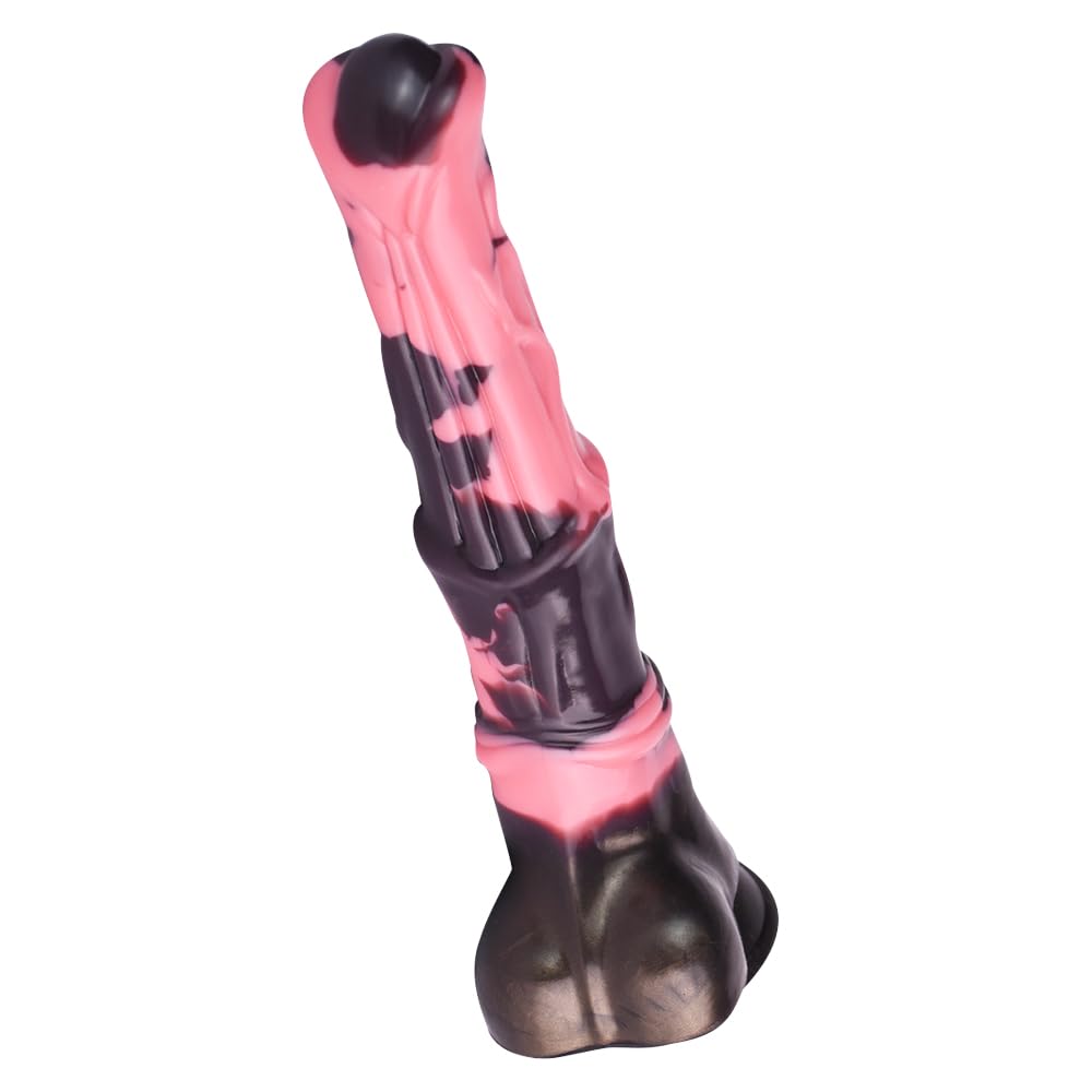 12 Inch Silicone Made Huge Soft Colorful Horse Dildo Anal Toy Pink Animal Style Ribbed Flexible Hands-Free (Normal)