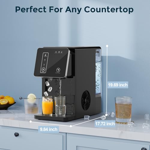 Image of Electactic Compact Bullet Ice Maker & Water Dispenser, 26lbs /24h, 6-Min, Low Water, Ice Making, and Ice Full Indicators, 3.3L Tank, 1L Bin, for Kitchen Office Party.