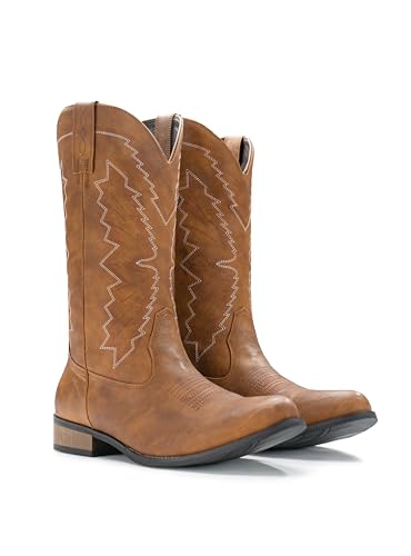 Image of Cowboy Boots For Men Western Boot Embroidered Square Toe Traditional Boots