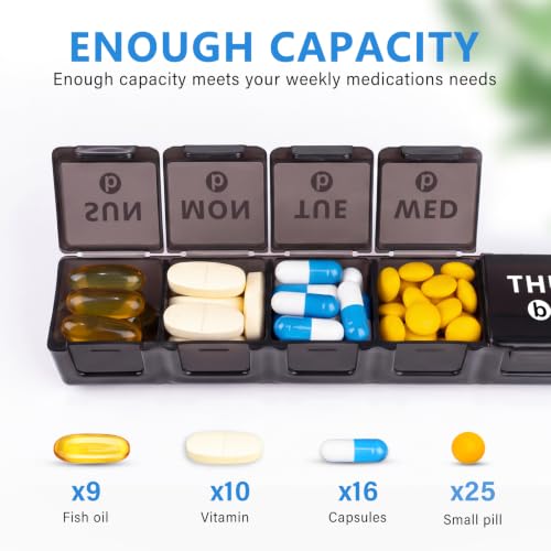 Image of 2-Pack Weekly Large Pill Organizer, Pill Container 7 Day Pill Box