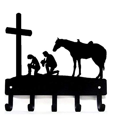 Cowboy Cowgirl At The Cross - Key Rack Hanger - Large 9 Inch Wide - Made In Usa; Faith Home Décor And Storage; Gift For Christians #TOP2