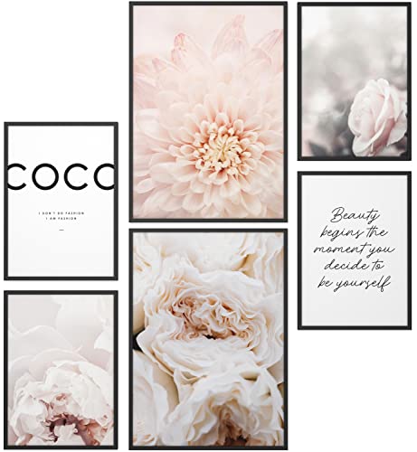 Set mood posters pivoine beauté décoration murale 6 pièces