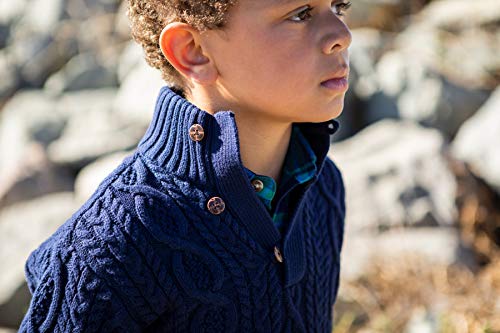 Image of Hope & Henry Boys' Mock Neck Cable Sweater with Button Placket