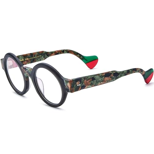 Image of HEPIDEM Multicolor Acetate Glasses Frame Women Oversize Vintage Round Eyeglasses Optical Spectacles 9271
