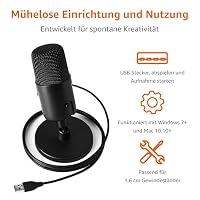 Amazon Basics Mini-USB-Kondensatormikrofon für Streaming, Gaming, Podcasting, mit Cardioid-Tonabnehmer, 5.8 x 3.4 inches, schwarz – Ansicht 3