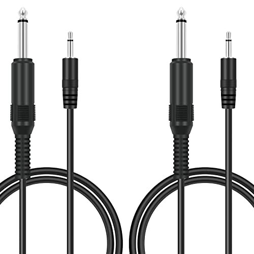 Bolvek 2 Pack 3ft 3.5mm 1/8" TS Mono Male to 6.35mm 1/4" Mono Male Adapter Audio Cable Cord