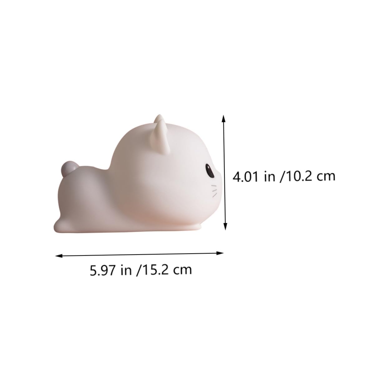 Lámpara de Noche de Gato de Silicona USB Recargable para Dormitorio | Blanco, Control por Toque, Abs y Pc, Decoración de Escritorio, Luz para Dormir