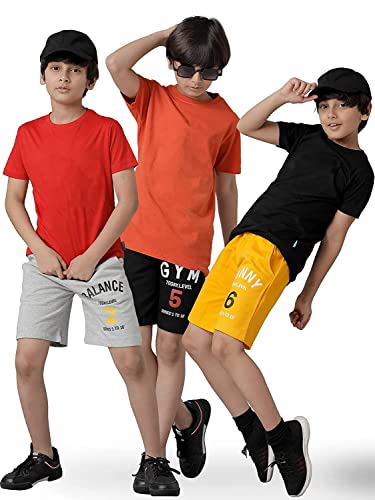 Image of KYDA KIDS 100% Cotton Printed Shorts for Boys and Girls - Regular Fit Multicolor Shorts for Unisex (Pack of 3)