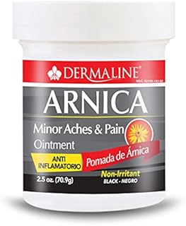 Dermaline - Arnica Salve Aches and Pain Relief Ointment - Anti Inflammatory - Soreness and Bruises - Black