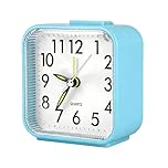 NIRJIK Alarm Clocks Bedside, Bedside Clock, Compact Blue Analogue Night-Light Design 8×7.9×4cm, Battery-Powered AA Operation for Bedrooms, Quiet Timekeeping for Adults, Children and Home Use (blue)