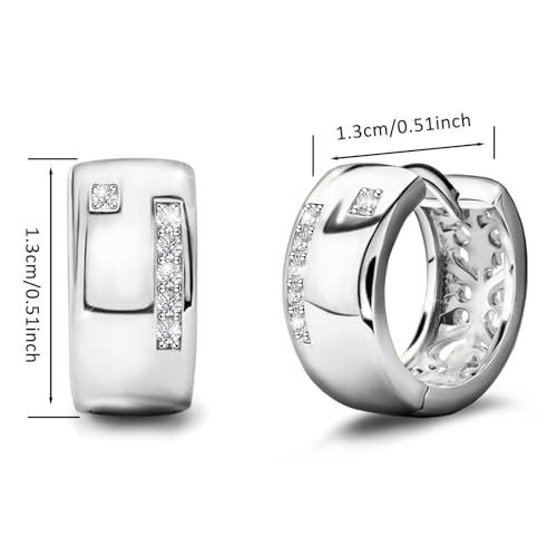 Small Huggie Hoop Earrings for Women Silver CZ Chunky Thick Cartilage Hoop Earrings Tiny Cubic Zirconia Cuffs Hoop Earrings Dainty Hypoallergenic Piercing Earrings Jewelry Gifts for Birthday Party2