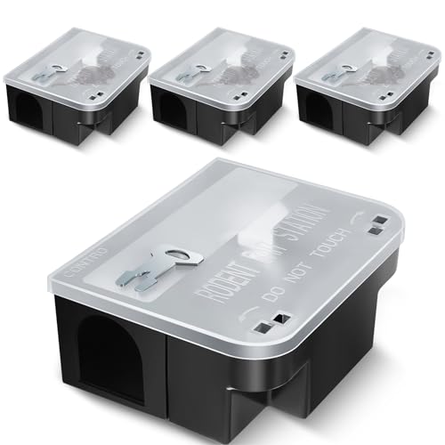 Qualirey Rat Station 8.86 x 7.28 x 3.62 Inch Rodent Control Box with Openable Lid, Pest Control Bait...