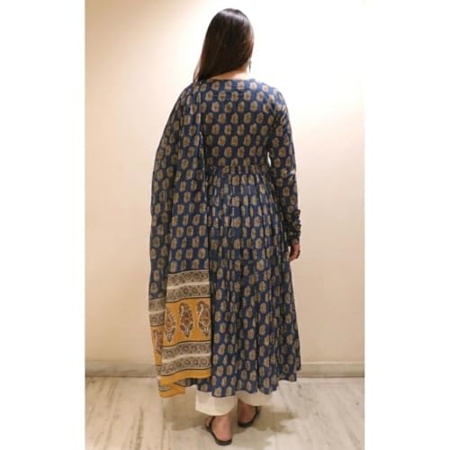 Image of Klosia Women Printed Anarkali Kurta and Pant Set with Dupatta | Printed Kurta Set | Viscose Kurta Set | Women Kurta Set | Summer Suit Set |