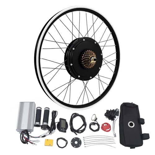 28 Zoll Ebike Umbausatz,48V 1500w Hinterrad Umbausatz Kit für Brushless Gearless Nabenmotor,Elektrofahrrad Umbausatz Ebike Conversion Kit mit LCD Display,Integriertem Controller,PAS (Zoll, 28)