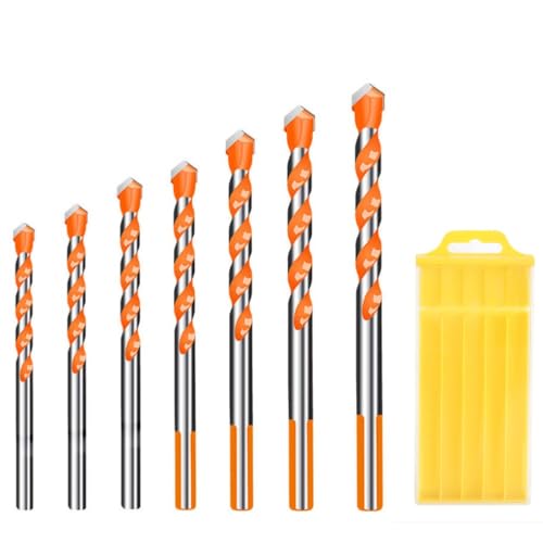FTXanty Foret Carrelage Forets à Verre Forets à Béton 7 pcs 3-12mm Forets à bois Forets à pierre Forets à Céramique Multifonctions pour Métal Bois Béton Carrelage Plastique Verre