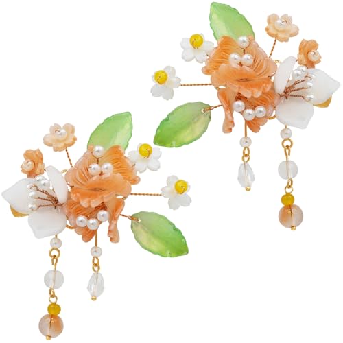 Juego de dos pinzas para cabello con diseño floral y cristales miniatura 1