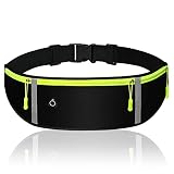 AXKIIN LaufgüRtel Handy Lauftasche Jogging Geldgürtel Running Belt Flache Bauchtasche Sport Tasche Handyhalterung Laufen Für Damen Herren Joggen Ausgeführt Radfahren Wandern Smartphone (Schwarz)
