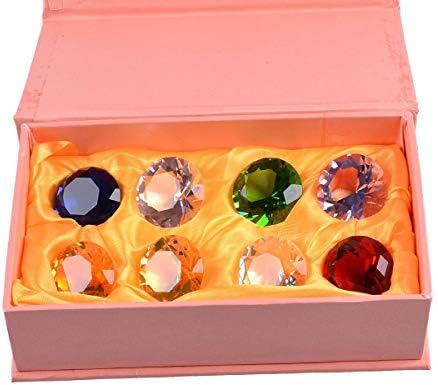 LONGWIN 30mm (1.2 inch) Crystal Diamond Paperweight Pirate Gems Birthstone Table Decorations Christmas Centerpiece Gift for Kids Multicolor Gift Packing