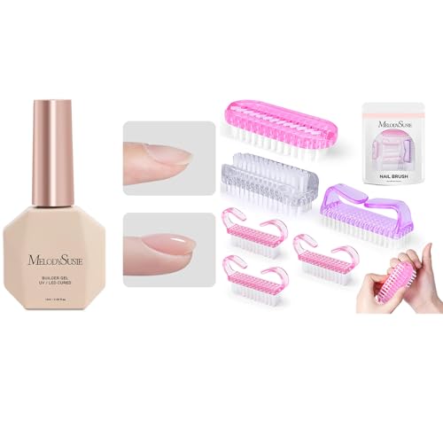 MelodySusie Builder Clear Base Gel for Nails Thickening with All in One Nail Brush Set