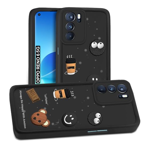 Image of AESTMO Back Case Cover for Oppo Reno 6 5G Cover | Cute Fun Cartoon 3D Ball | Coffee Silicone Case | Full Body Protection | Camera Protection Back Cover for Oppo Reno 6 5G (Black)