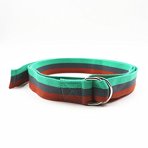 Teeoff Yoga Straps With Adjustable Metal D-Ring For Pilates Gym Workouts Stretching 8 Colors (Green Striped) #TOP3