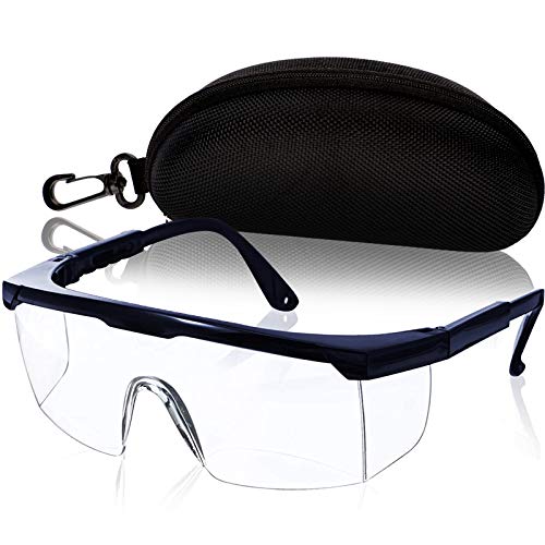 Gafas de protecci�n para los ojos, gafas de trabajo con cristales transparentes, incluye caja protectora (azul)