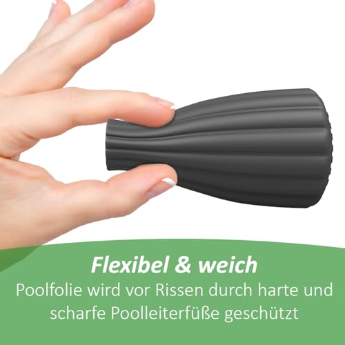 PoolFeet® Universelle Silikon Schutzkappen für Poolleiterfüße, Schützt die Poolfolie vor Beschädigungen, Zubehör, Pool, Poolleiter, Gummipuffer