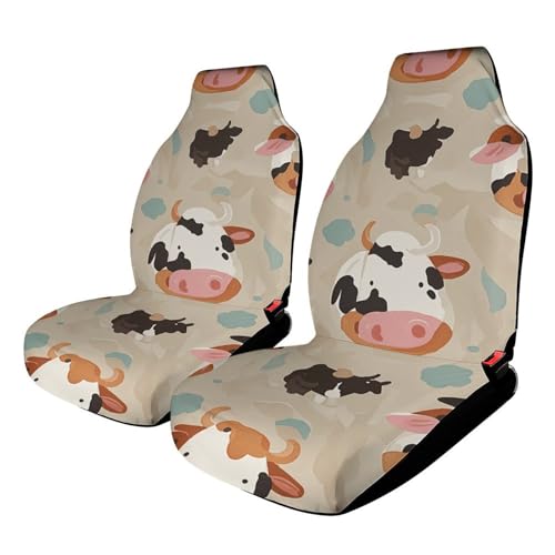 Housses de siège de voiture motif vache élastiques et respirantes pour auto et SUV | Lot de 2
