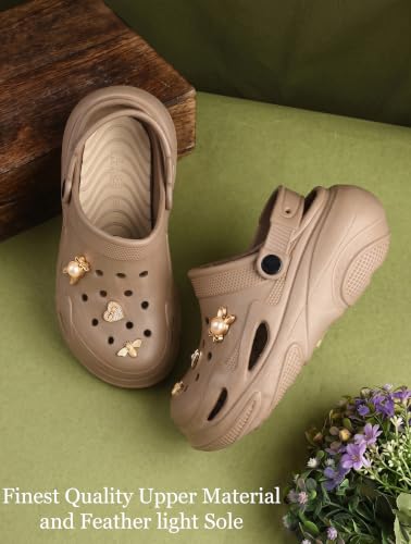 Image of HEALTH FIT SUPER SOFT Comfortable Adjustable Back Strap Clogs & Cute Charms |Waterproof Anti Skid & Lightweight Cushioned Stylish Clogs Mules for Women's & Girl's HFSILK11