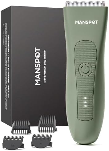 MANSPOT Manscape Hair Finishing Trimmers, Pubic Hair Trimmer for Men and Women, Electric Ball Trimmer Pubic Shaver,Hypoallergenic Ceramic Blade Heads,Waterproof Wet/Dry Groin Shaver,20 Times Usage