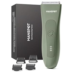 MANSPOT Manscape Hair Finishing Trimmers, Pubic Hair Trimmer for Men and Women, Electric Ball Trimmer Pubic Shaver,Hypoallergenic Ceramic Blade Heads,Waterproof Wet/Dry Groin Shaver,20 Times Usage
