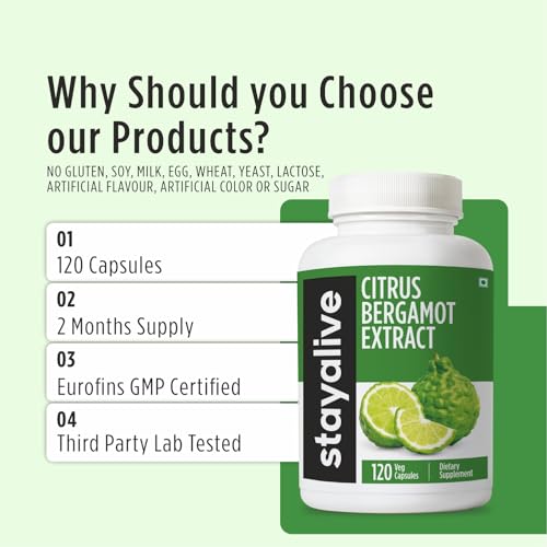 Image of STAY ALIVE Citrus Bergamot Capsules 1000mg, 30:1 Super Extract with 50% Polyphenolic Flavanones, 120 Pills, Citrus Bioflavonoids Natural Heart Health Supplements for Women & Men | Non-GMO, Gluten-Free
