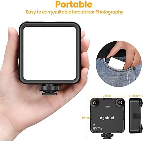 AgoKud LED Video Light + Micro Stent, Portable Photography Lighting 3000 CY Rechargeable , 3200-5600K Bi-Color Brightness Adjustable (VL81)