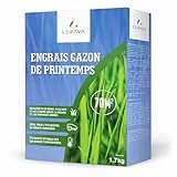 LERAVA Engrais gazon printemps (70m²) - Engrais pelouse libération d’azote 3 mois - Fertilisant gazon avec Bacillus subtilis - Stimule la croissance et renforce la résistance des graminées - 1,7kg