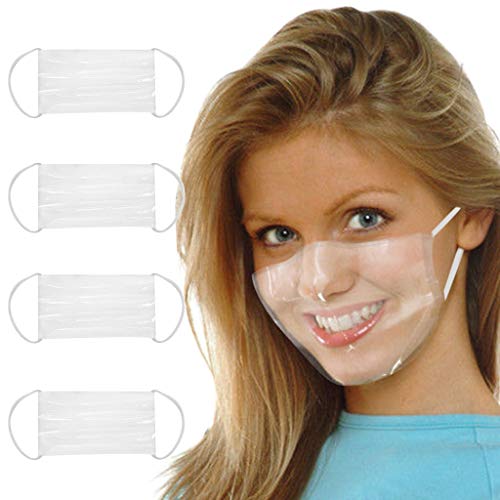 TOPEREUR 1/4 Stück Transparent Mundschutz Multifunktionstuch Herren Damen Multifunktionstuch Mundschutz Wiederverwendbare Waschbar Atmungsaktiv Face Shield Halstuch Bandana Schals Cover