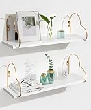 Mazjoaru 24 Inch Long Floating Shelves for Wall, White Gold Wall Storage Shelf Luxury Cute for Bathr