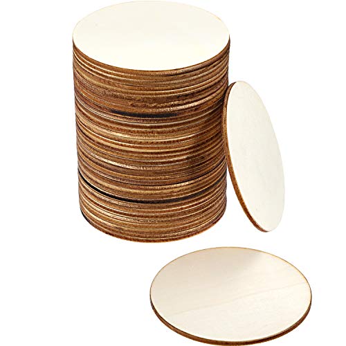 Boao Unfinished Wood Pieces Circle Round Wood Craft Blank Round Ornaments Wooden Cutouts For Diy Craft Project, Decoration, Laser Engraving Carving, 1/8 Inch Thickness (3 Inch Diameter, 36 Pieces) #TOP1