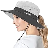 Womens Summer Sun Hat Outdoor UV Protection Foldable Wide Brim Bucket Ponytail Hats Beach Safari Fis