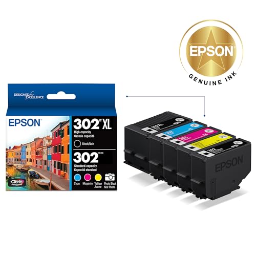 Image of Epson T302XL-BCS Claria Premium Ink Cartridge Multi-Pack - High-Capacity Black and Standard-Capacity Photo Black and Color (CMYPB) (Pack of 2)