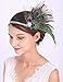 Anglacesmade Diadema de plumas de pavo real tocado con cadena de cristal...